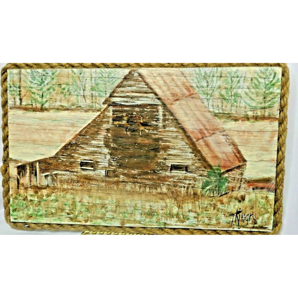 Rustic Farmhouse Barn Wood Plaque Rope Trim Wall Decor Handmade Signed Kingry